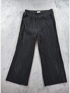 Madewell Black Pleated Wide Leg Pull-On Pants Elastic Waist Size XXS
